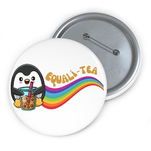 Genderfluid Pin, Progress Pride Pin, Lesbian Pin,MLM Pride,Ally Pin,Bi Pride Pin,Subtle Pride Pin,Transgender Pin,Drinking Boba,Penguin Gift