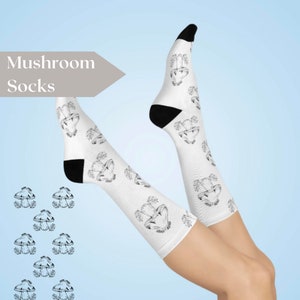 Mushroom Socks For Women, Mushroom Sock Pattern, Mushroom Socks Men, Fungi Socks, Cool Socks, Mushroom Clothes, Crew Socks, Fun Socks