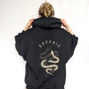 Sapphic Hoodie, Mystical Sapphic Snakes Back Print, Boho Celestial, Dark Academia, Witchy Lesbian Hoodie, Alternative Gay Clothing, Pride