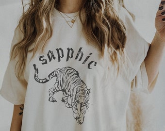 Sapphic Shirt, Lesbian Tiger Shirt, Vintage Style Rock Band Tee, Queer Shirt, Lesbian Pride Tshirt, LGBTQ, WLW, Gift For Lesbian, Minimalist