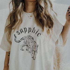 Sapphic Shirt, Lesbian Tiger Shirt, Vintage Style Rock Band Tee, Queer Shirt, Lesbian Pride Tshirt, LGBTQ, WLW, Gift For Lesbian, Minimalist