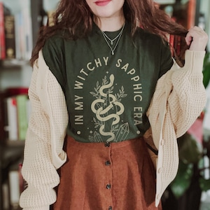 In My Witchy Sapphic Era, Lesbian Witch Shirt, Mystical Sapphic Shirt, Celestial Snake, Crystals, Queer Tee, LGBTQ Pride, Lesbian Halloween
