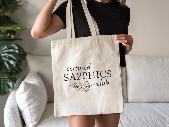 Tortured Sapphics Club, Lesbian Tote Bag, Subtle Sapphic Tote, WLW, LGBTQ Pride, Minimalist Tote Bag, Queer, Sappho, Gay, Trendy