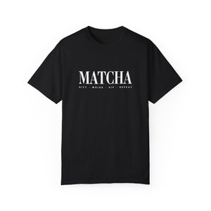 Minimalist Matcha Shirt, Sift Whisk Sip Repeat, Barista Gift, Green Tea Lover Tee Black