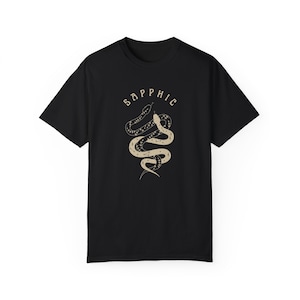 Sapphic Shirt, Witchy Lesbian Shirt, Dark Academia, Mystical Snakes Graphic, WLW Tee, LGBTQ Tshirt, Boho, Queer Alt Fashion, Witch Pride Black