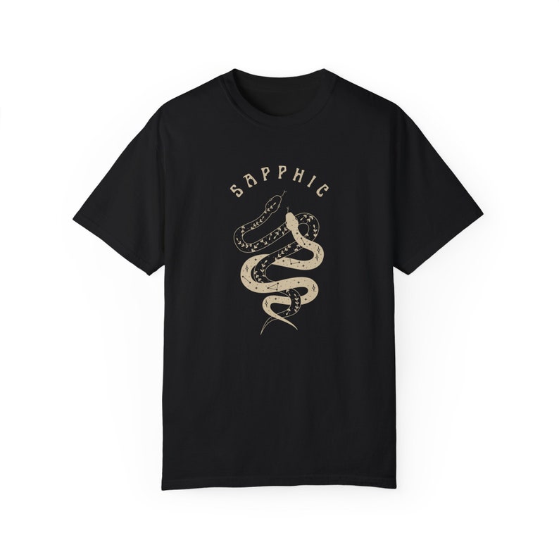 Sapphic Shirt, Witchy Lesbian Shirt, Dark Academia, Mystical Snakes Graphic, WLW Tee, LGBTQ Tshirt, Boho, Queer Alt Fashion, Witch Pride Black