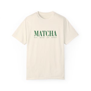 Minimalist Matcha Shirt, Sift Whisk Sip Repeat, Barista Gift, Green Tea Lover Tee Ivory