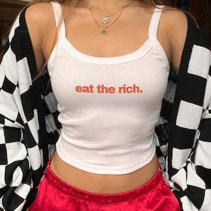 Eat The Rich Tank Top, Anti Capitalist, Funny Political Shirt, Human Rights, Politics, Social Justice, Protest, Anti MAGA, Minimalist
