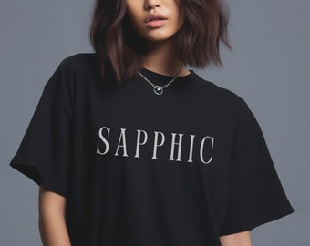 Minimalistisch saffier shirt, subtiel lesbienne T-shirt, modern chic WLW Pride T-shirt