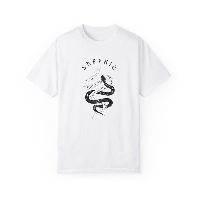 Sapphic Shirt, Witchy Lesbian Shirt, Dark Academia, Mystical Snakes Graphic, WLW Tee, LGBTQ Tshirt, Boho, Queer Alt Fashion, Witch Pride White