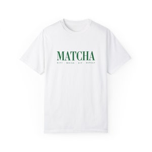 Minimalist Matcha Shirt, Sift Whisk Sip Repeat, Barista Gift, Green Tea Lover Tee White