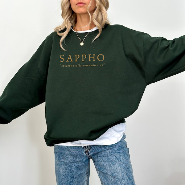 Sappho, sweat-shirt saphique subtil, col rond lesbien, chemise WLW, fierté LGBTQ, histoire queer, poésie saphique, minimaliste, cadeau pour lesbienne
