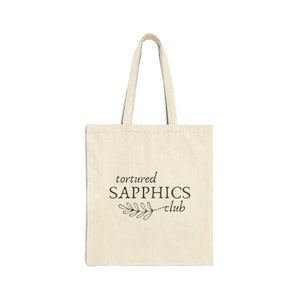 Tortured Sapphics Club Tote Bag, Subtle Lesbian WLW Pride Canvas Bag image 2