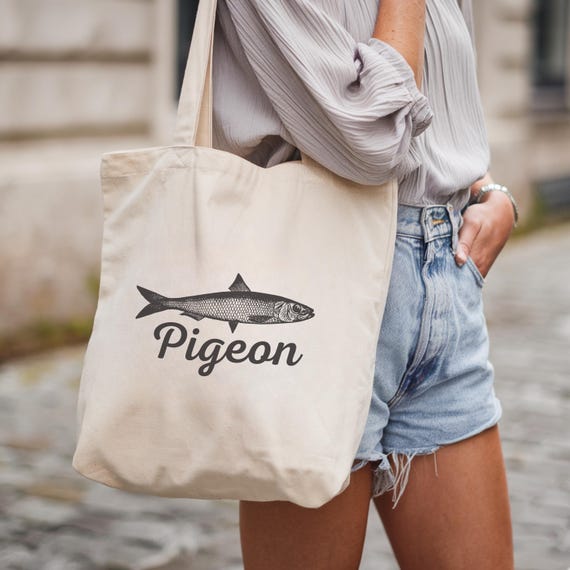 Funny Sardine Tote Bag, Pigeon Weirdcore Canvas Bag