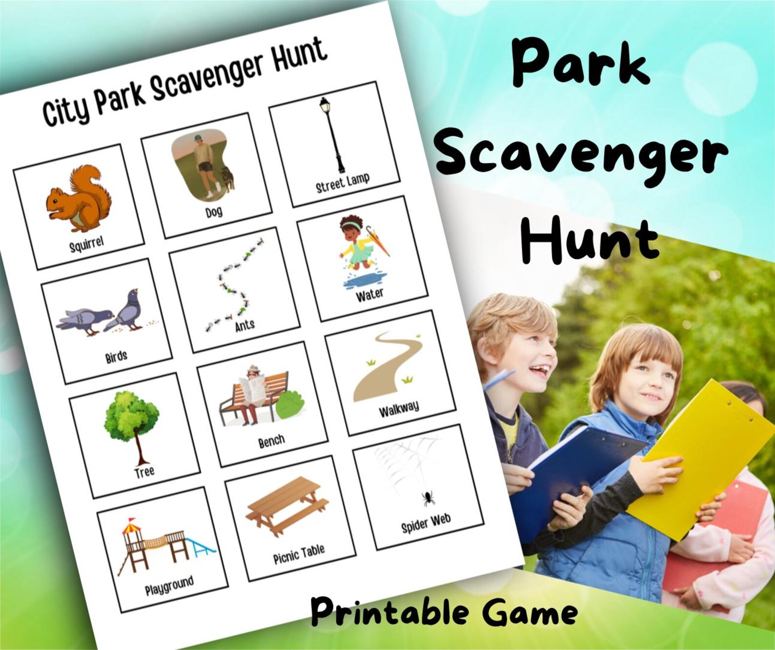 Park Scavenger Hunt for Kids Printable, Outdoor Scavenger Hunt Game ...