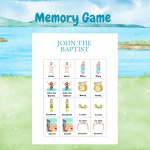 Printable John the Baptist Memory Game | Sunday School Activities | Children&#39;s Kid’s Bible Study | PreK Preschool Kindergarten Elementary