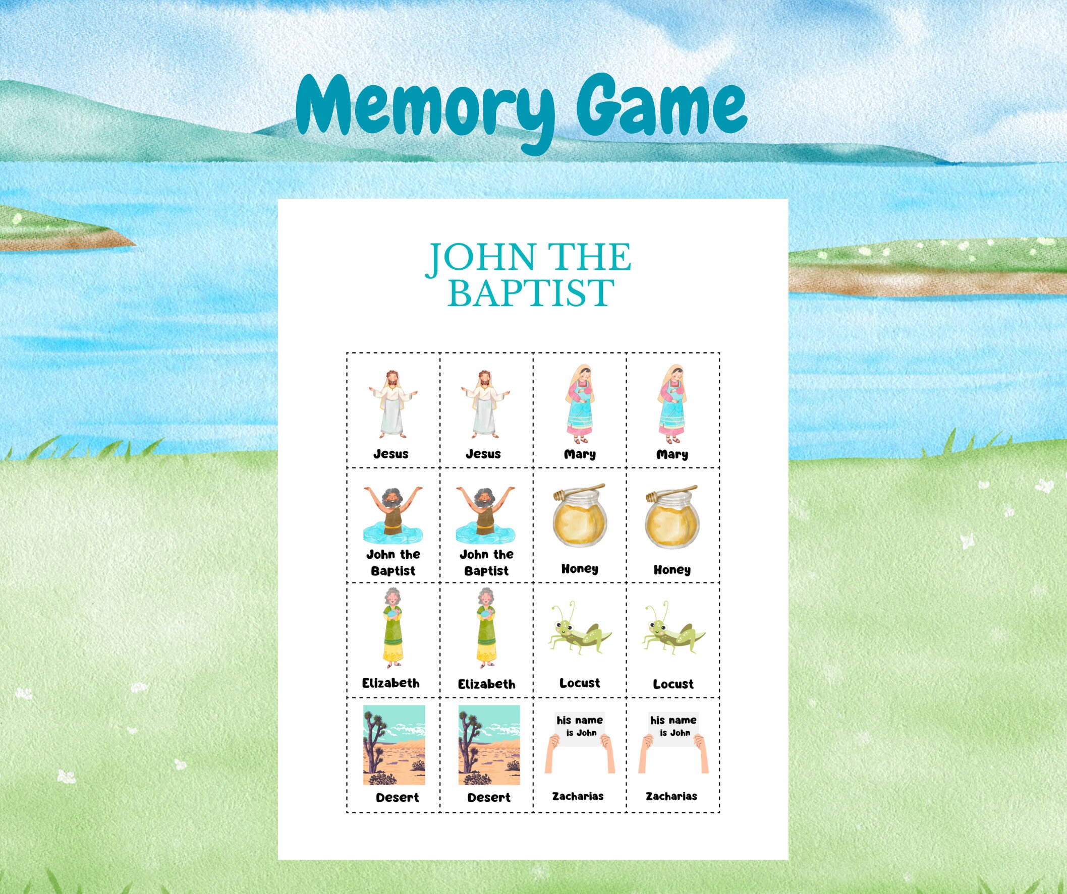 Printable John The Baptist Memory Game Sunday School Activities