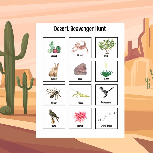 Desert Scavenger Hunt for Kids | Nature Play Activity | Outdoor Game | Printable