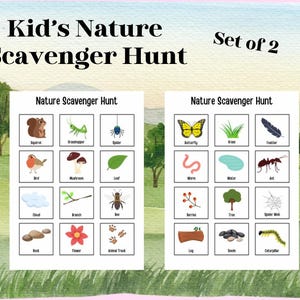 Kids Nature Scavenger Hunt | Children&#39;s Outdoor Game | Nature Activity | Nature School Printable | Preschool Prek Kindergarten Elementary