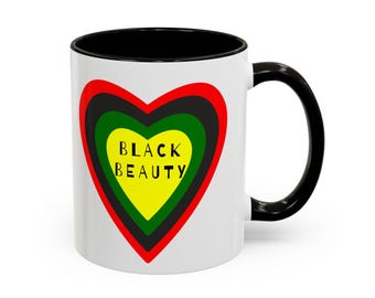 Melanin Pride Mug Black Beauty Coffee Cup Ceramic Retro Heart Gift African American Drinkware Afrocentric Kitchen Celebration Brown Tone