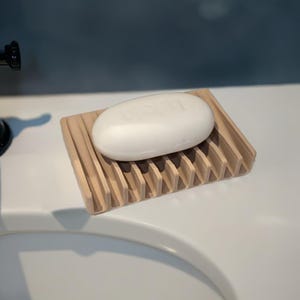 Self-Draining Soap Dish | Bathroom Sink Accessory | Sloped Soap Holder | No-Mess Soap Saver | Modern Bathroom Organizer | Bar Soap Dryer