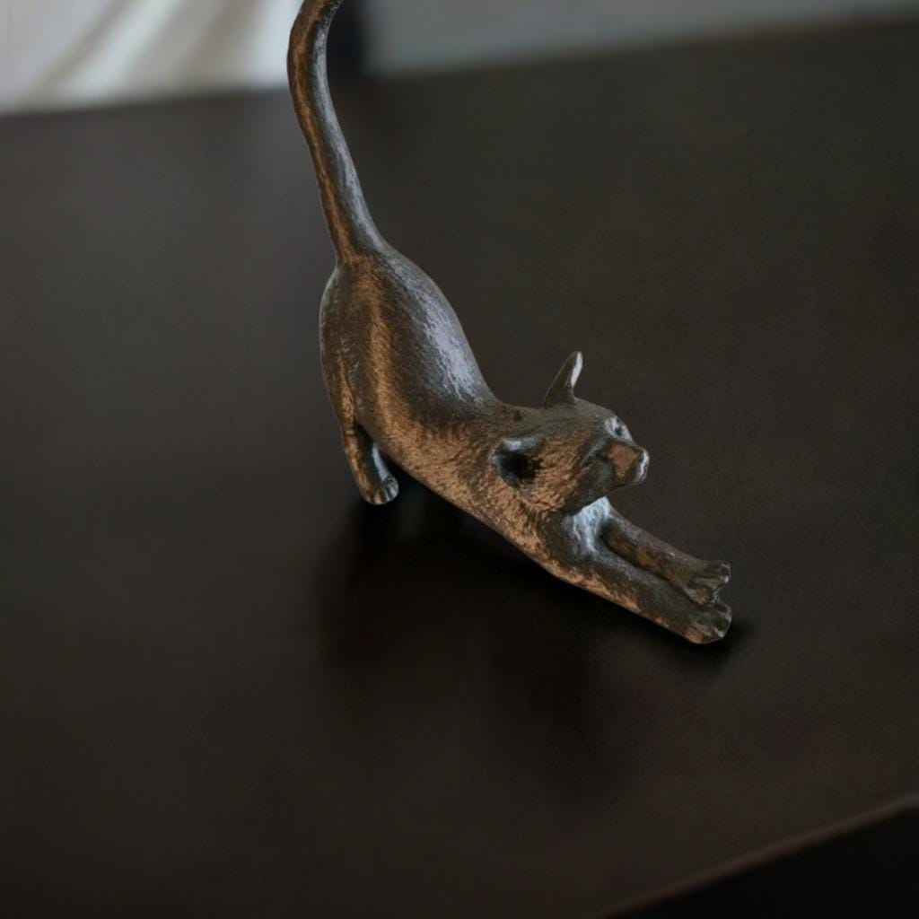 Stretching Cat Figurine | Cat Sculpture | Feline Home Decor | Animal Lover Gift | Desk Accessory | Cute Cat Statue | Pet Lover Gift
