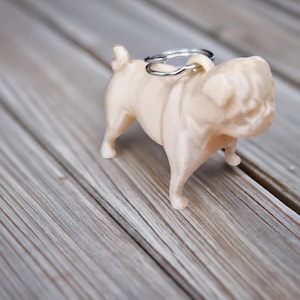 Miniature Pug Figurine Keychain: Dog Lover Gift, Bag Charm