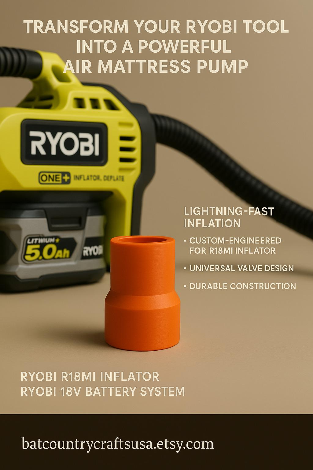 Dual Function Ryobi Cordless Inflator With Battery Kit With Ah