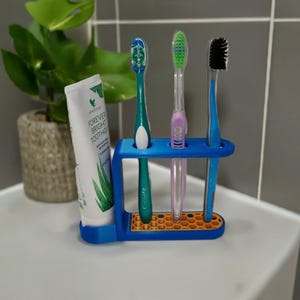 Toothbrush and Toothpaste Holder | Bathroom Organizer | Countertop Dental Station | Modern Bathroom Accessory | Family Toothbrush Stand |