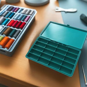 Sewing Thread Storage Box | 18-Compartment Embroidery Floss Organizer | Craft Supply Case | Multi-Slot Thread Holder
