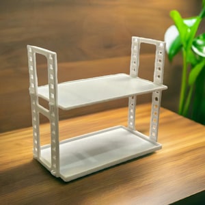 Adjustable Desktop Organizer | Two-Tier Shelf Unit | Office Storage Rack | Modern Desk Shelf | Space Saving Organizer