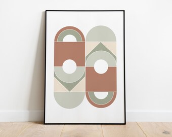 Earth Tones Print, Geometric Collage for Graphic Designers, Modern Simple Shape Art for Interior Decor, PRINTABLE, Instant Digital DOWNLOAD