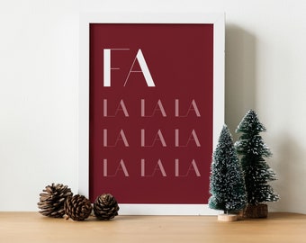 Fa La La Christmas Print – Modern Holiday Wall Decor (Digital Download)
