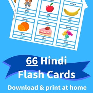Afdrukbare HINDI (varnamala)-flashcards [pdf] - 66 eerste woorden voor beginners, peuters en volwassenen - Leer Hindi woordenschat - met afbeeldingen