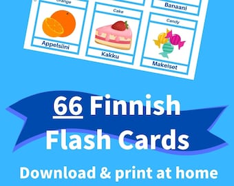 Printable FINNISH Flashcards [PDF] - 66 First Words for Beginners, Toddlers, and Adults - Learn Finnish Vocabulary + with Pictures
