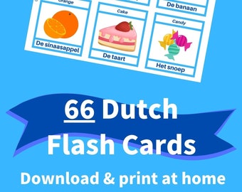 Printable DUTCH Flashcards [PDF DOWNLOAD] - 66 First Words for Beginners, Toddlers, and Adults - Learn Dutch Vocabulary - With Pictures