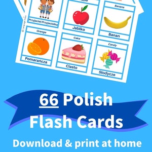 Cartes-éclair imprimables en polonais [PDF] - 66 premiers mots pour débutants, tout-petits et adultes - Apprenez le vocabulaire POLONAIS - Avec images