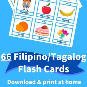 Printable FILIPINO/TAGALOG Flashcards [PDF] - 66 First Words for Beginners, Toddlers, and Adults - Learn Filipino Vocabulary - With Pictures