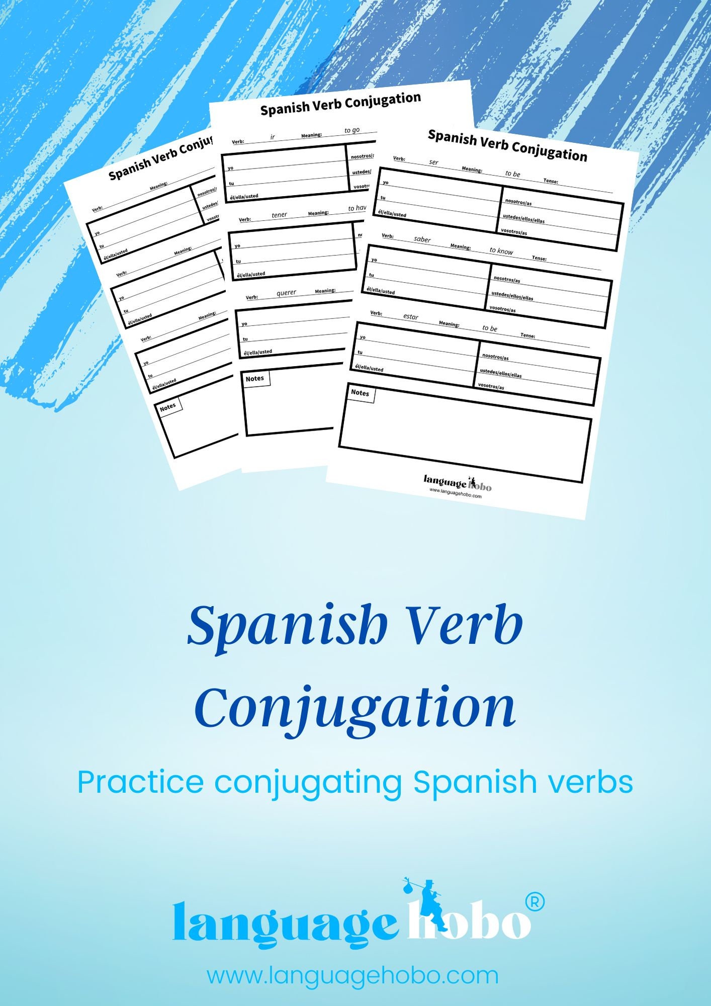 Spanish Verb Conjugation Practice PDF Download! - Practice conjugating 30 of the most used Spanish verbs - Plus verb conjugation template