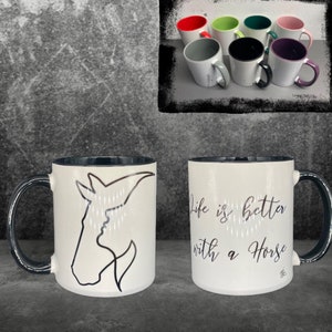 Coffee cup with horse and rider - customizable with name or message