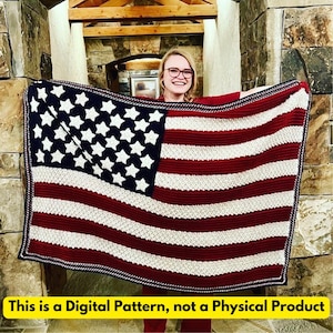 CROCHET PATTERN - American Flag Blanket - Textured