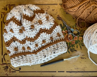 CROCHET PATTERN Chevron & Dots Hat