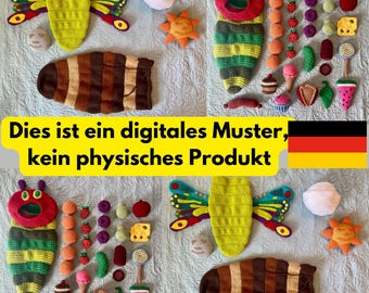 Paquete - HÄKELANLEITUNG Die Kleine Raupe Nimmersatt + Erweiterung