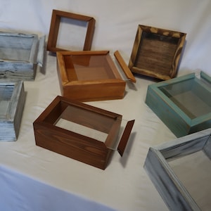 Customizable Shadow Box, Sliding Cover, Reclaimed Wood Keepsake Display