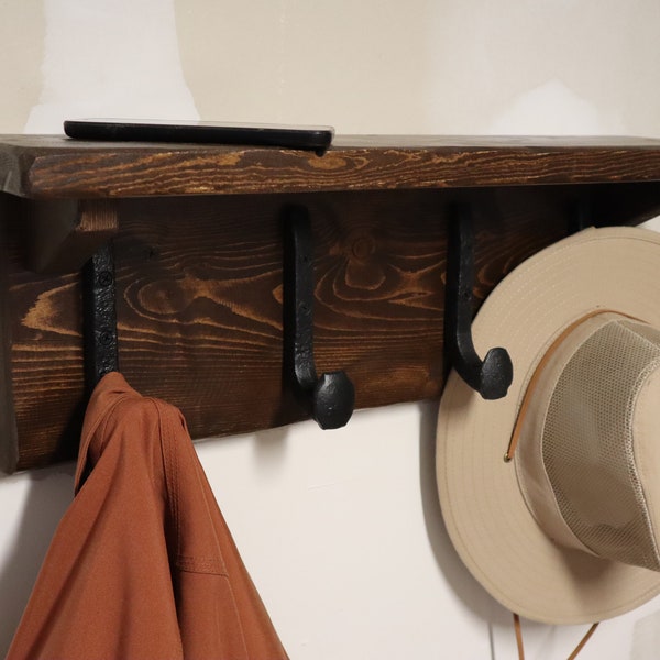 Coat Rack, Handmade, Railroad Spike Hooks, Entryway Decor, Mud Room, Reclaimed Materials, Hat Rack