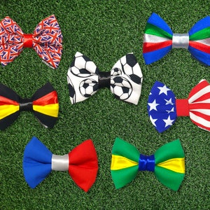 Dog Cat Collar Soccer Bow Tie, Independence Day Bow Tie, France Bow, Germany Bow, U.S.A Bow, Brazil Bow, Italy Bow, England Bow, 4th of July image 1