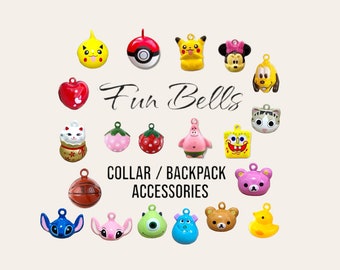 Campanas divertidas para mascotas Collar de cascabeles Campana de Pikachu Mochila divertida para niños Accesorio de campana de Pokémon Campana para perros y gatos Bob Esponja Patricio Minnie Campana de Plutón