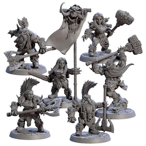 TYL Dwarf Berserkers Unpainted Miniature for War Gaming || (32mm)