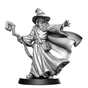 dnd wizard Amlund Maegon Wizard Fantasy Miniatures 28mm 32mm 32mm miniature Dnd Rpg dnd minis image 1