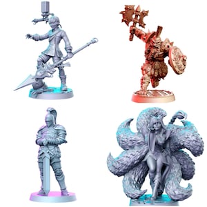 dnd miniatures |TYL| DND 1 Gray Unpainted Miniature Fantasy Miniatures for War Gaming, RPG 32mm - Scale Figures, Detailed Tabletop V2